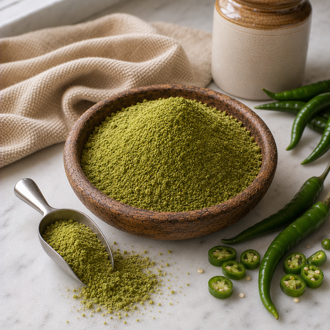 Dehydrated Green Chili Powder